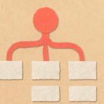Editorial illustration in cutout-collage style depicting a cutout-collage throttling policy tree branching into per-client rate limit boxes